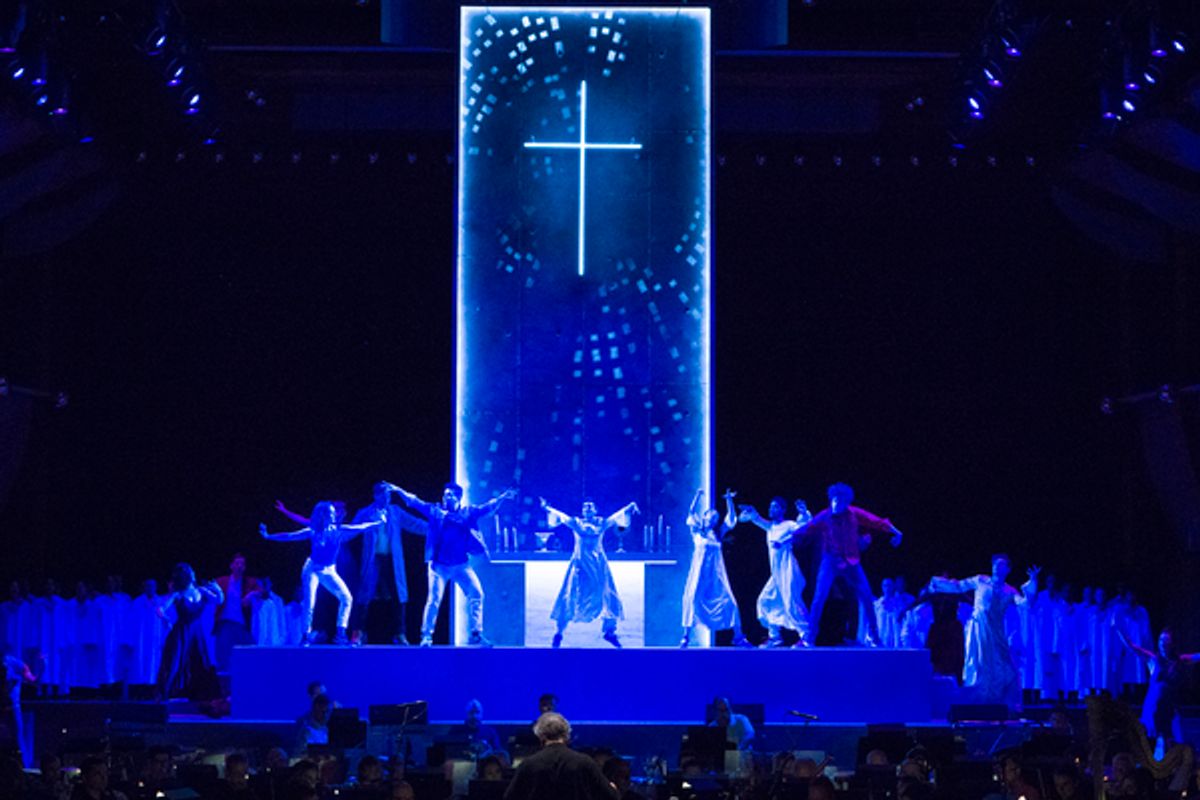 Mostly Mozart Festival Orchestra Music Director Louis LangrÃ©e and the orchestra and cast of Lincoln Centerâ€™s production of Leonard Bernsteinâ€™s MASS at 