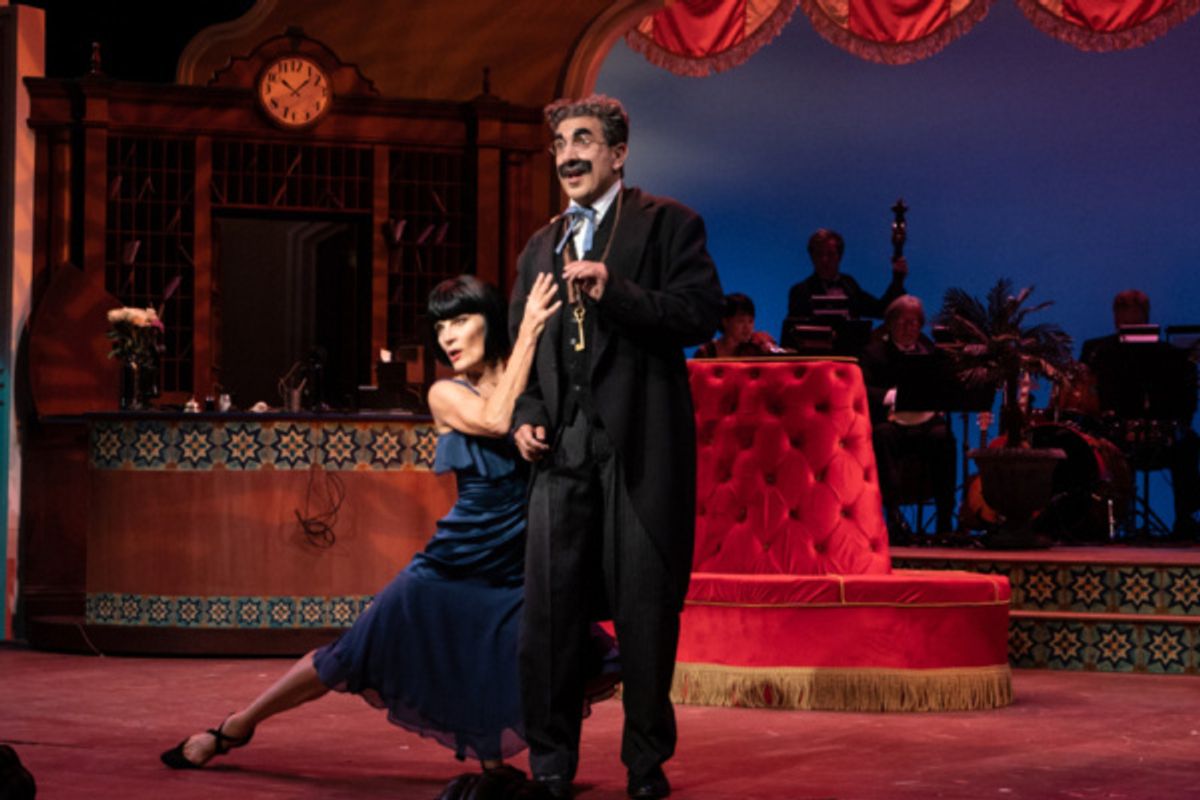 Dreya Weber as Penelope Martin and Frank Ferrante as Groucho Marx  at 