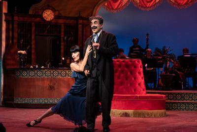 Dreya Weber as Penelope Martin and Frank Ferrante as Groucho Marx  Photo