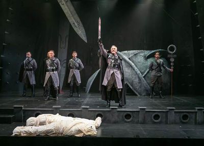 Bruce Cromer as Titus Andronicus with the company of Titus Andronicus Photo
