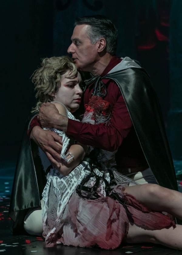 Fiona Robberson as Lavinia and Robert Cuccioli as Marcus. Photo credit: Jerry Dalia. Photo
