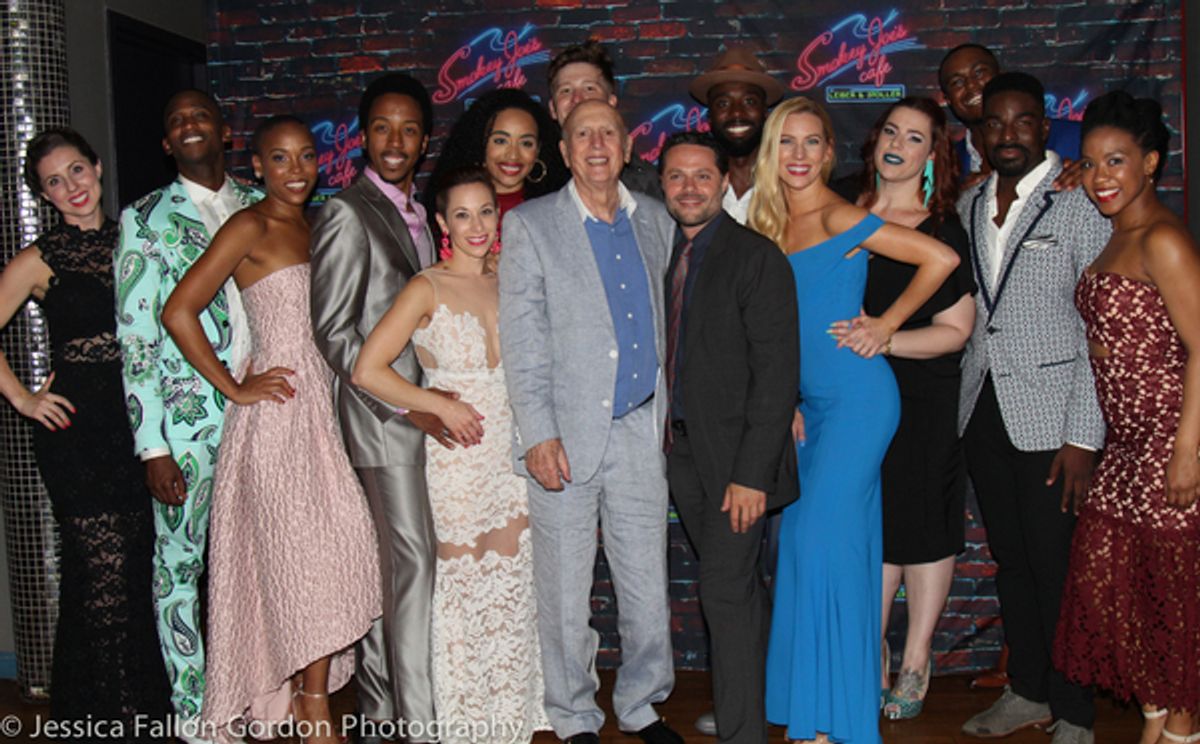 Alison Solomon, Mike Stoller, Joshua Bergasse and the cast of SMOKEY JOE'S CAFE at 