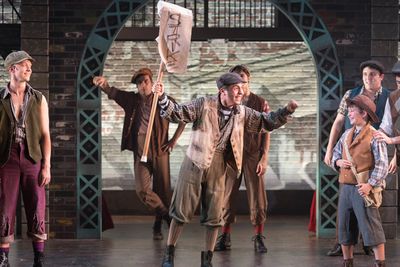 Nick Martinez and the cast of Newsies Photo