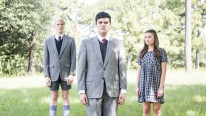 Justin Vrana (Moritz), Alex Kerry (Melchior), and Lauren Weinberger (Wendla) Photo