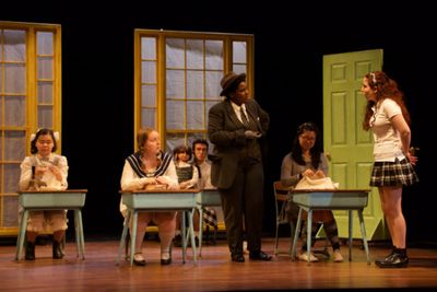 Evelyn (Carol Lee), Peggy (Maeve Brady), Lois (Evan Gedrich),  Mrs. Lily Mortar (Cham Photo