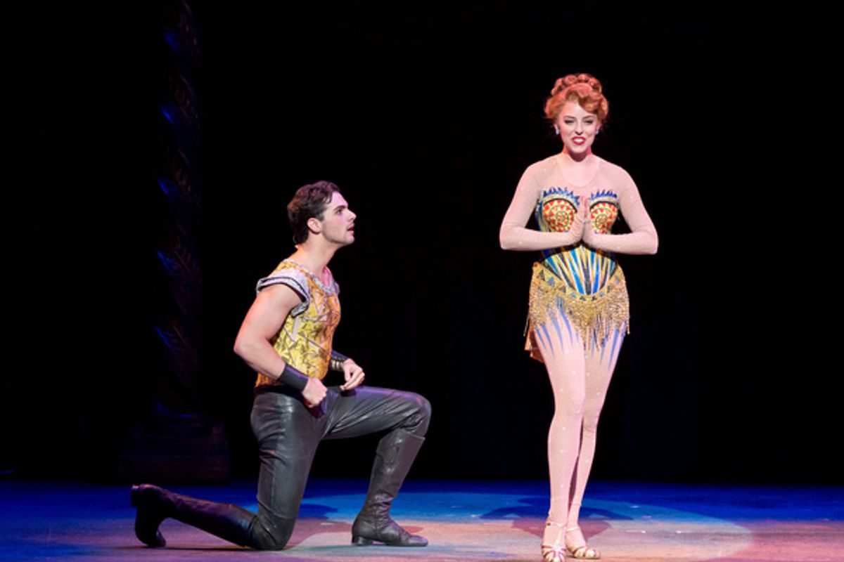 Lewis (Jake Smith) and his mother Fastrada (Kim FaurÃ©) plot to ensure Lewis ascends to the throne sooner rather than later in MTWichita's production of Pippin, playing July 25-29 at Century II. Photo courtesy of Jerry Fritchman.
 at 