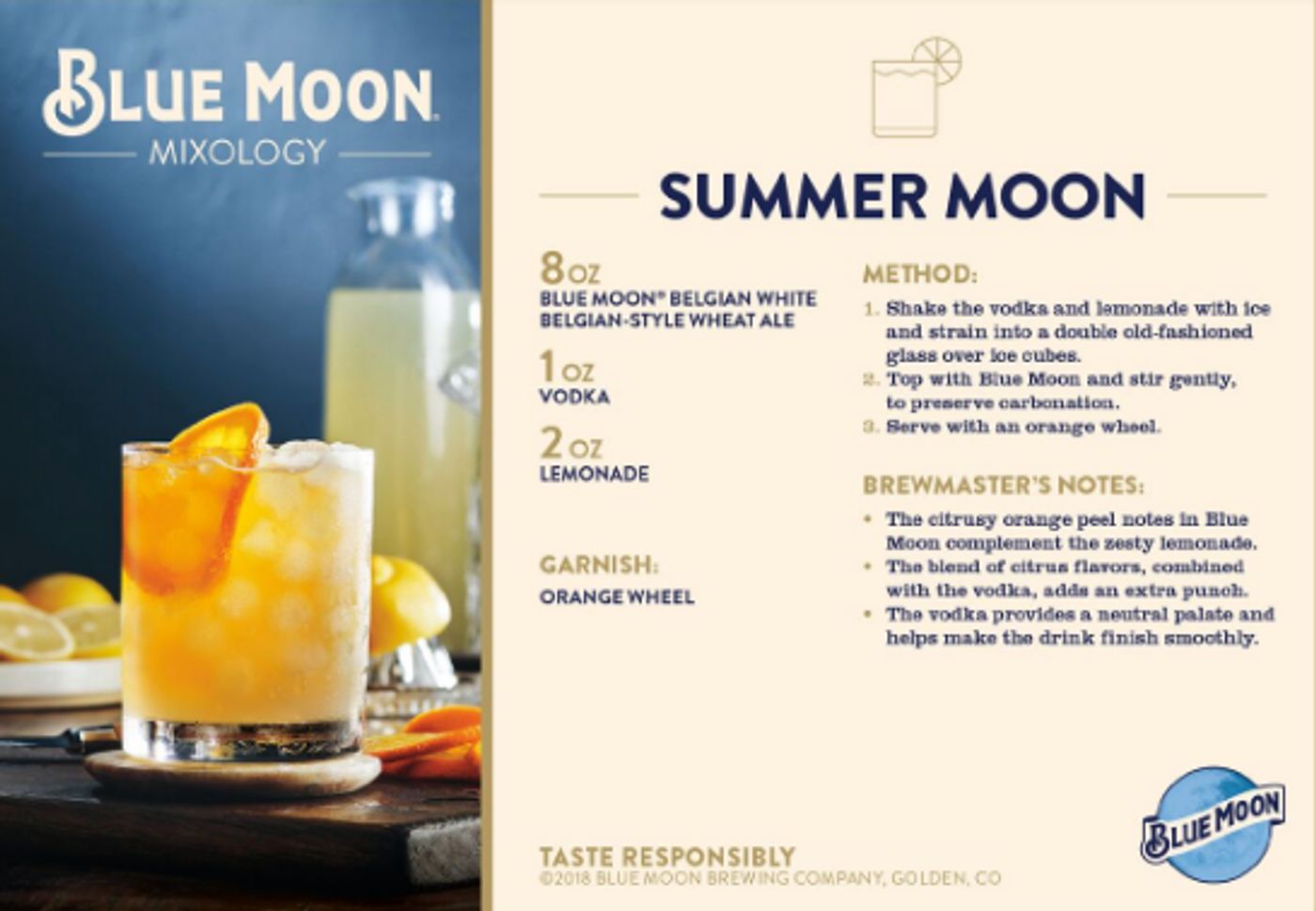BLUE MOON BREWING COMPANY Refreshing Summer Cocktail Recipes BLUE MOON BREWING COMPANY Refreshing Summer Cocktail Recipes Image