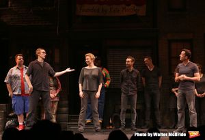 Original cast members Rick Lyon, Jennifer Barnhart and John Tartaglia with cast  Photo