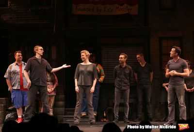 Original cast members Rick Lyon, Jennifer Barnhart and John Tartaglia with cast  Photo