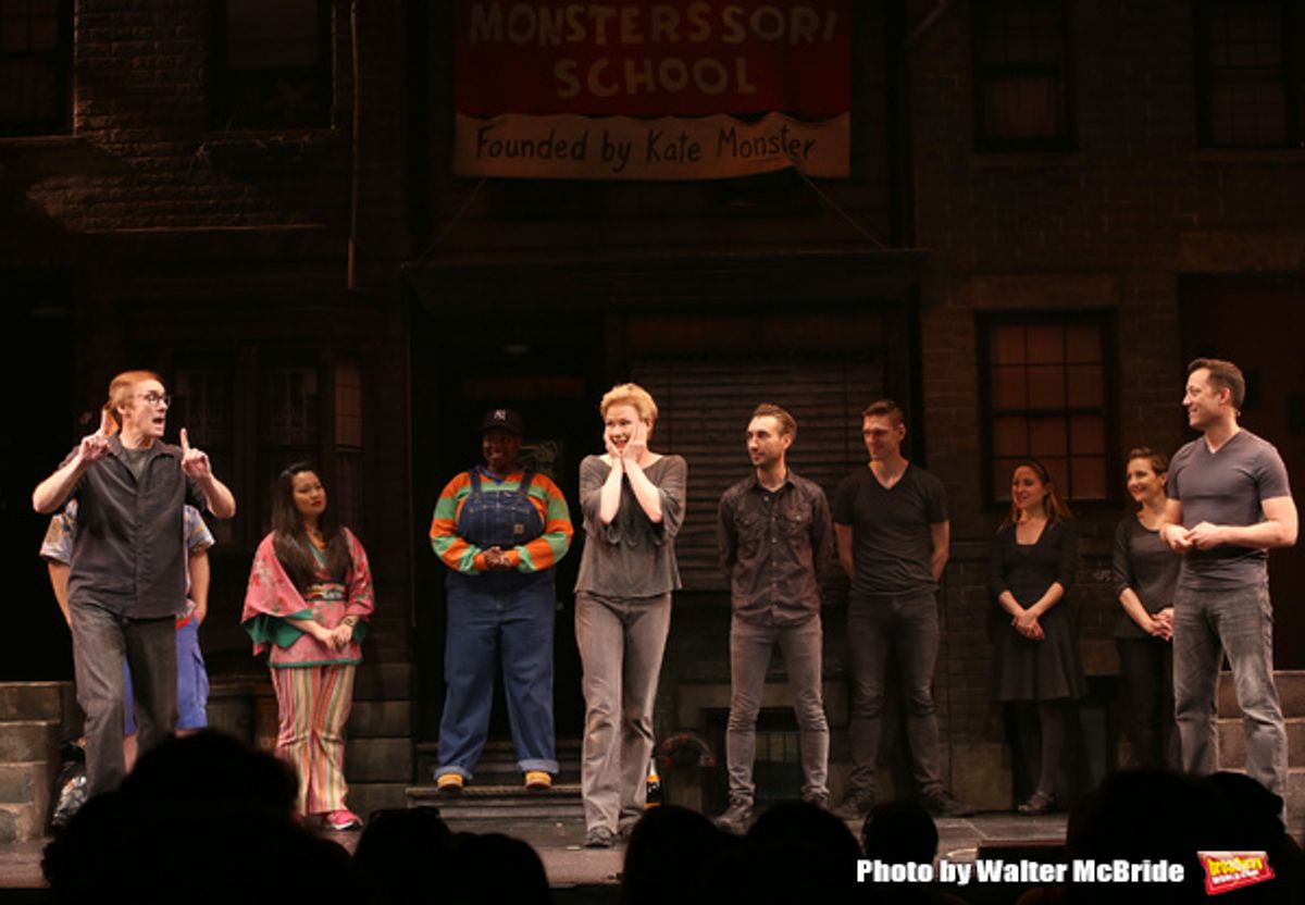 Original cast members Rick Lyon, Jennifer Barnhart and John Tartaglia with cast  at 