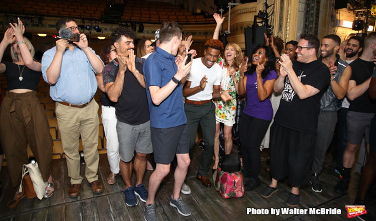 Justin Prescott with Michael Mayer and cast  at 