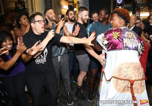 Justin Prescott with Michael Mayer and cast  Photo