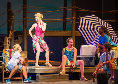 Ann Michels, Emilio Ramos, Ben Bakken, and the cast of Mamma Mia! Photo