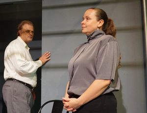 Hugh Davies as Sims
Sarah Venooker as Morris @ BroadwayWorld Hugh Davies as Sims
Sarah Venooker as Morris Photo