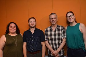 Kristy Bodall (Stage Manager), Steven Mazzoccone (Assistant Director), Chris Clark (Production Stage Manager) and Sam Key (Wardrobe Supervisor) @ BroadwayWorld Kristy Bodall (Stage Manager), Steven Mazzoccone (Assistant Director), Chris Clark (P Photo