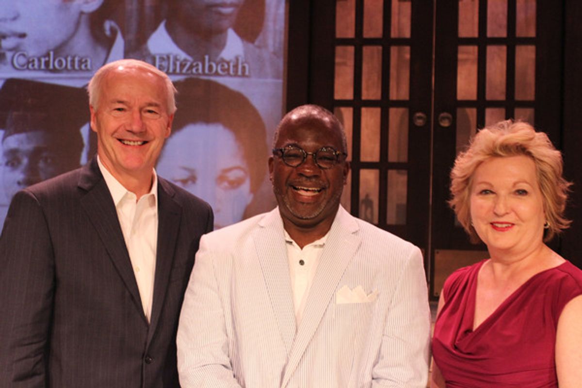   Arkansas  Governor  Asa  Hutchinson,  Harvey  Butler,  and  Arkansas  First  Lady  Susan  Hutchinson at 