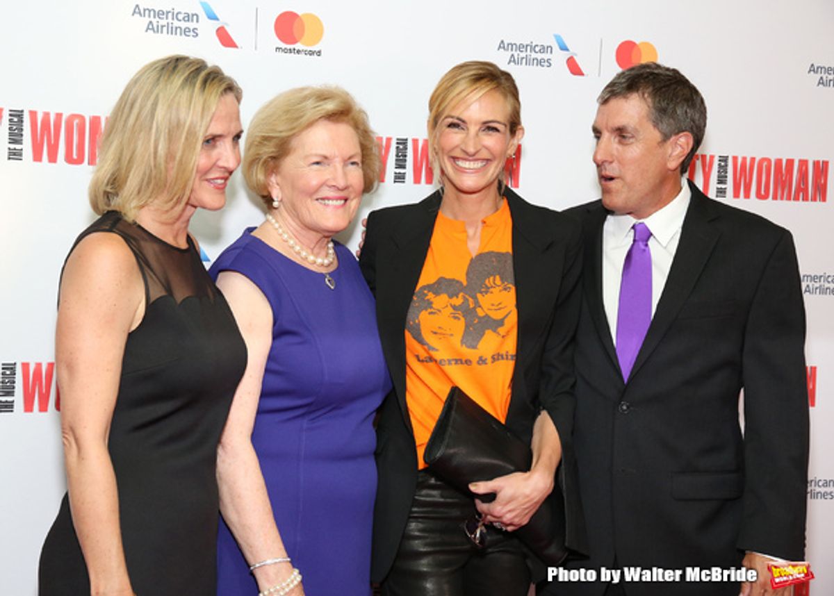 Kathleen Marshall, Barbara Marshall, Julia Roberts and Scott Marshall attend the Garry Marshall Tribute Performance of 'Pretty Woman:The Musical' at the Nederlander Theatre on August 1, 2018 in New York City. at 