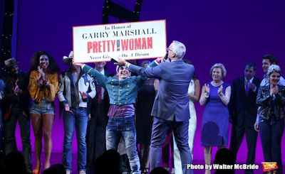 Tommy Bracco and Jerry Mitchell with cast during the Curtain Call for the Garry Marsh Photo