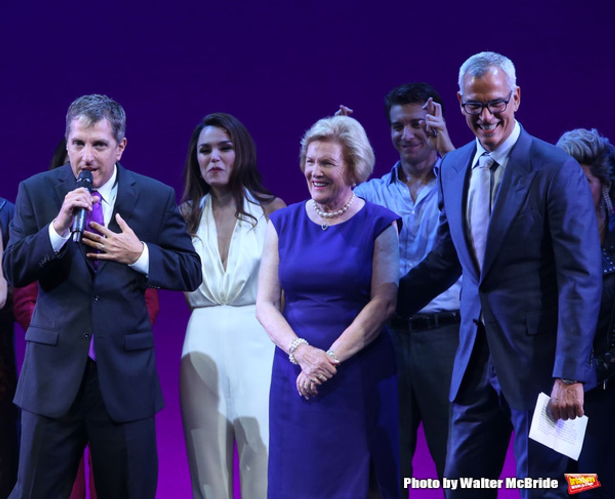 Scott Marshall, Barbara Marshall and Jerry Mitchell with cast at 