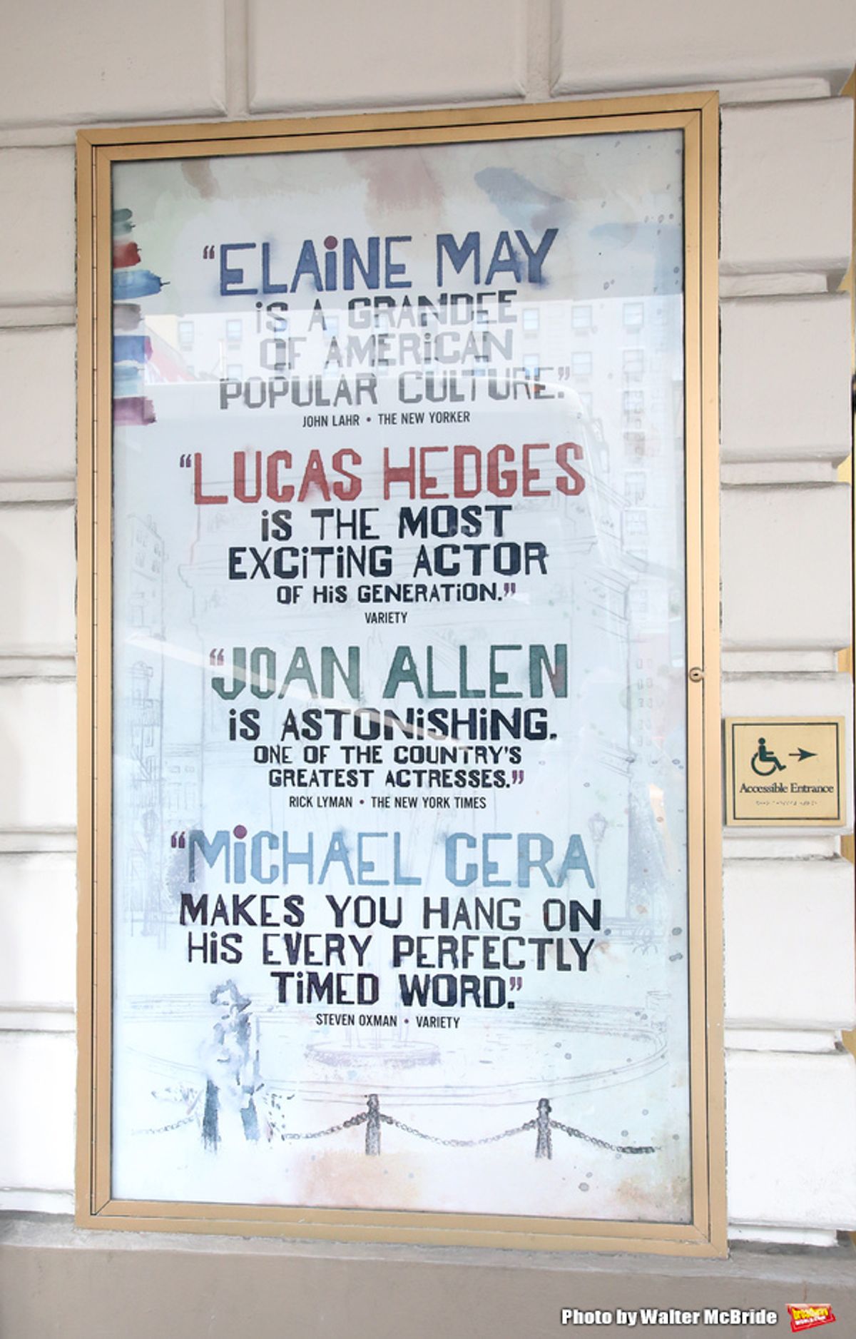 Broadway Theatre Marquee unveiling for Kenneth Lonergan's acclaimed memory play 'The Waverly Gallery' starring Elaine May, Joan Allen, Lucas Hedges and Michael Cera at the Golden Theatre on August 3, 2018 in New York City. at 