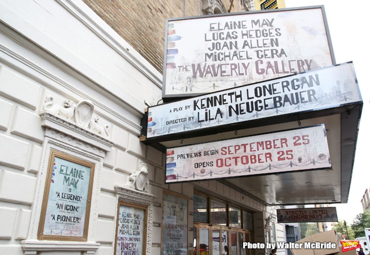 Broadway Theatre Marquee unveiling for Kenneth Lonergan's acclaimed memory play 'The Waverly Gallery' starring Elaine May, Joan Allen, Lucas Hedges and Michael Cera at the Golden Theatre on August 3, 2018 in New York City. at 