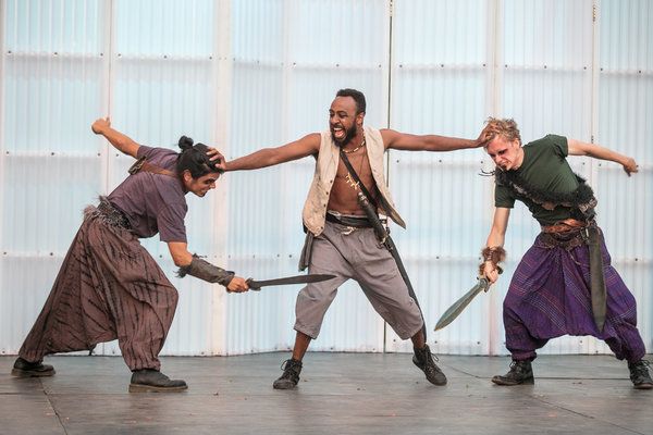 Kelvin Morales (Chiron), Evan Lewis Smith (Aaron) and Jack Lancaster (Demetrius) Photo