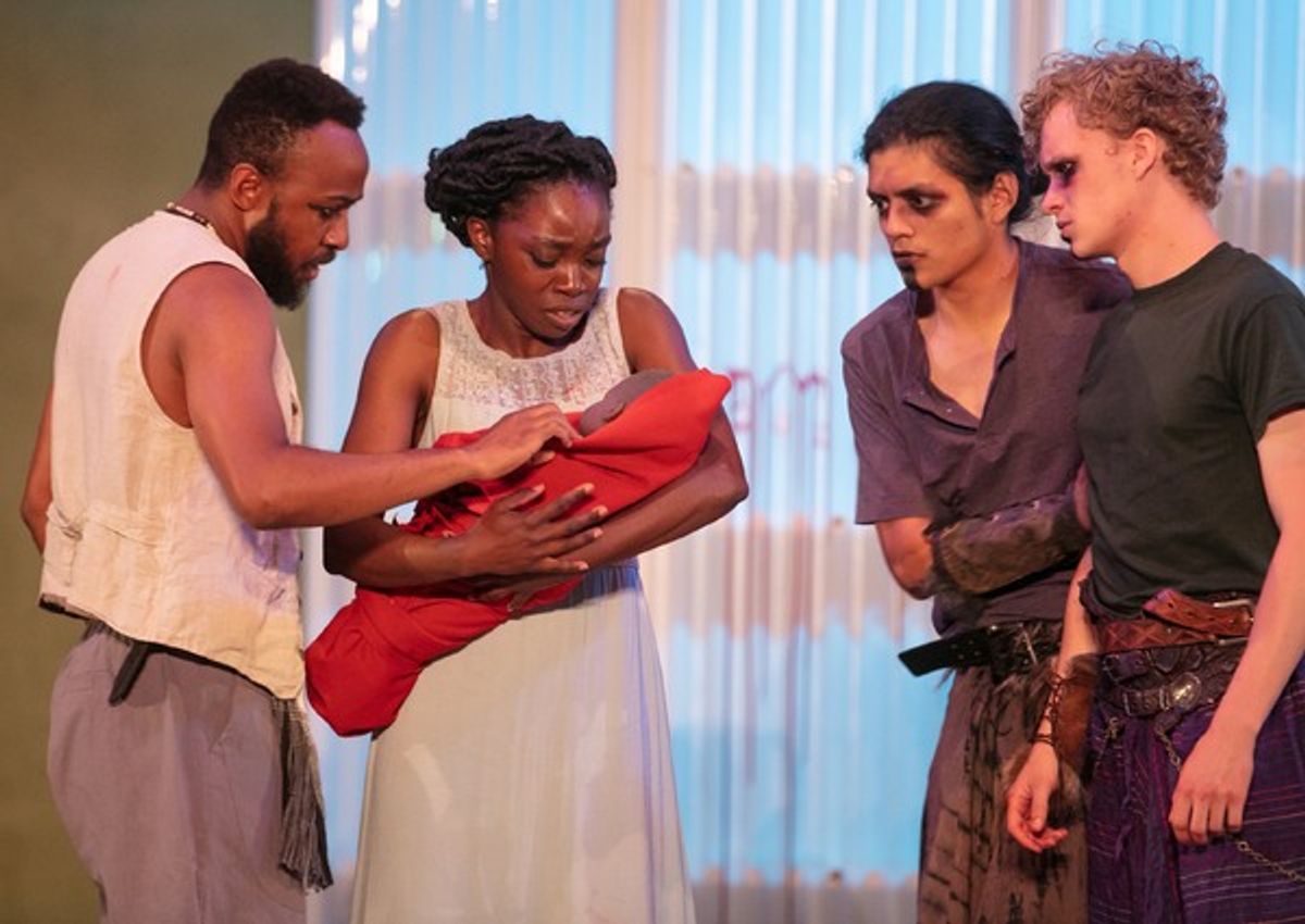 Evan Lewis Smith (Aaron), Bukola Ogunmola (Nurse), Kelvin Morales (Chiron), Jack Lancaster (Demetrius) at 