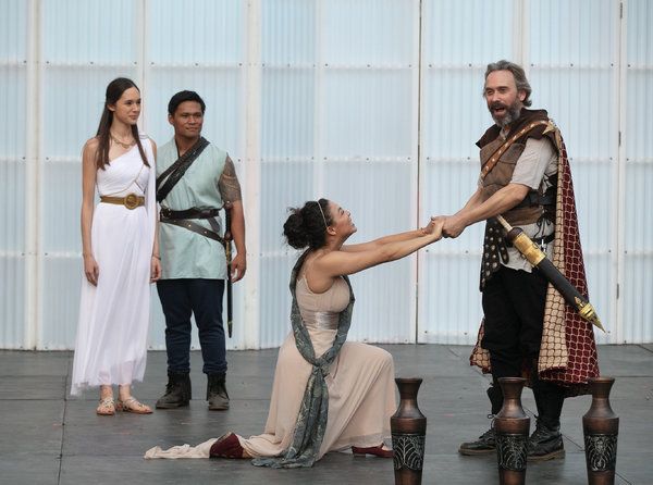 Rachel Li (Lucia), Jose Acain (Lucius), Katie Powers-Faulk (Lavinia), David Melville  Photo
