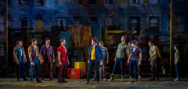 Sean Ewing, Tyler Hanes, and the cast of West Side Story Photo