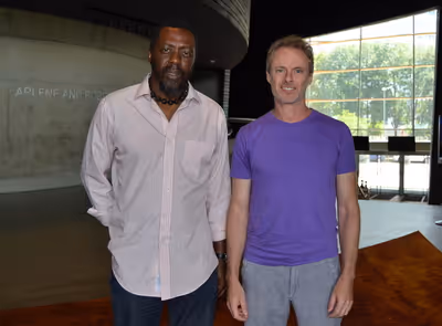 Edwin Lee Gibson (Dick Gregory) and John Carlin (Stand-up Comic/Emcee/Interviewer/Gos Photo