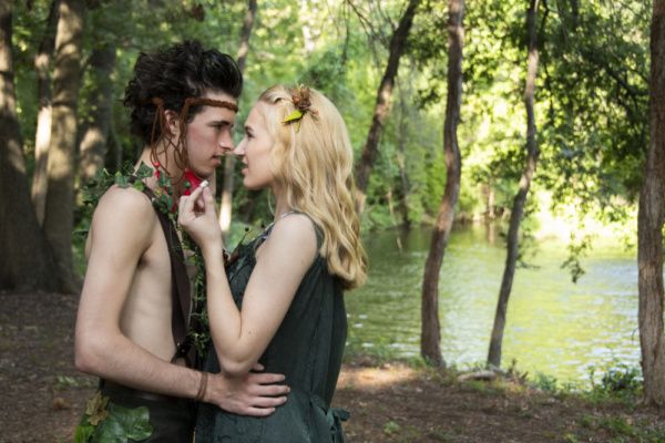 Brayden Soffa as Peter Pan and Fallon Goldsmith as Wendy, Photograph by Jason Johnson Photo