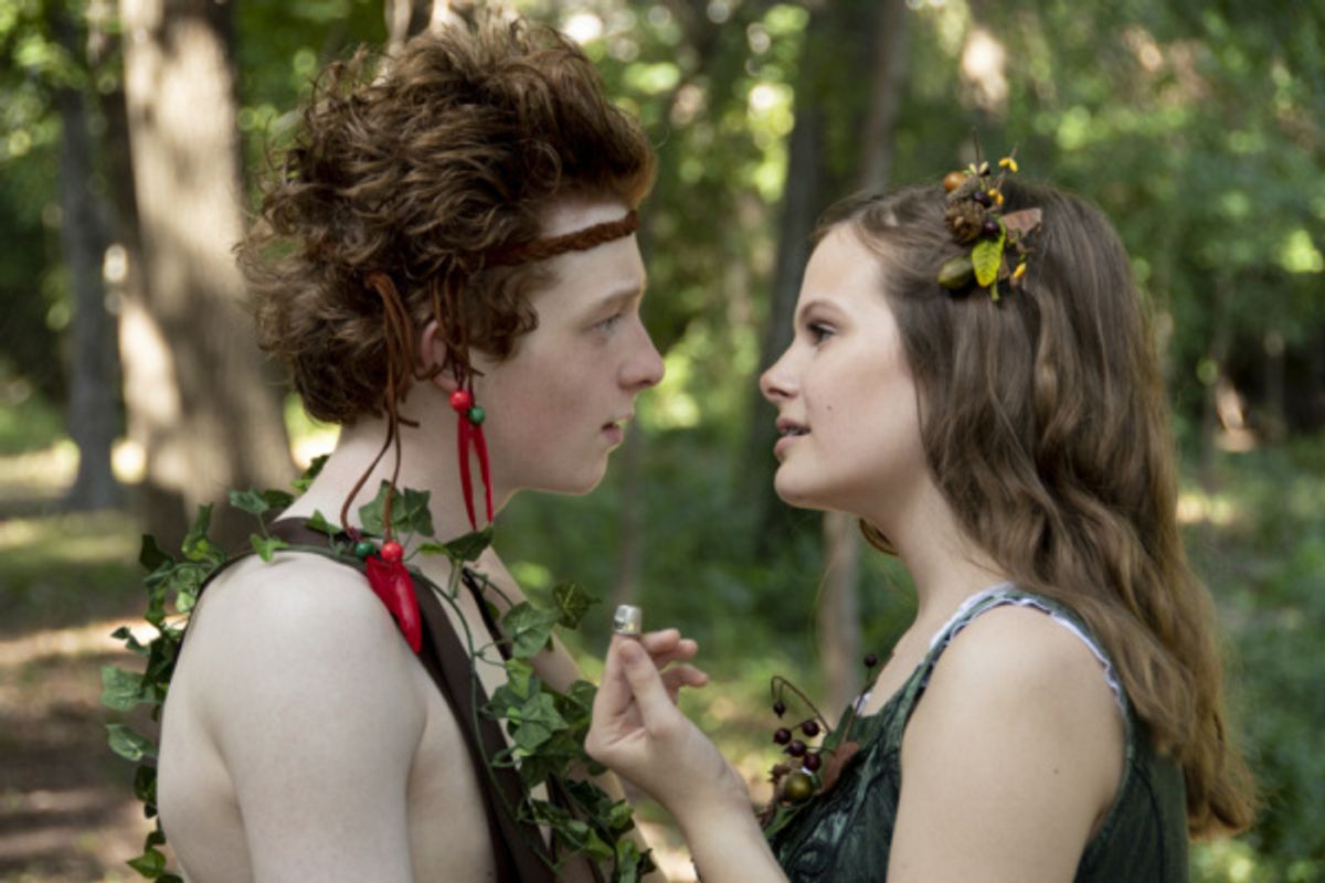 Harrison Polen as Peter Pan and Olivia Hankins as Wendy, Photograph by Jason Johnson-Spinos
 at 