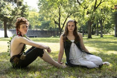 Harrison Polen as Peter Pan and Olivia Hankins as Wendy, Photograph by Jason Johnson- Photo