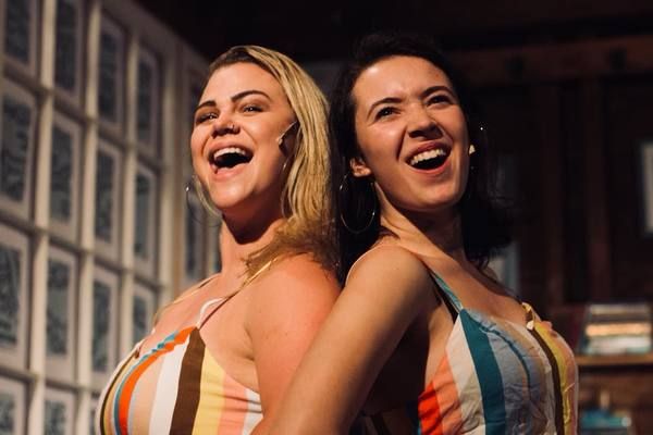             Olivia Willcox (Joan) and Emma Foley (Medium Alison) as The Susan Deys. P Photo