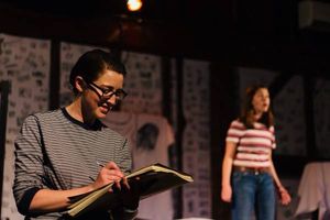 Caitlin Teeley as Alison Bechdel and Mary Shalaby as Small Alison. Photo by Cody Lee Miller
@ BroadwayWorld Caitlin Teeley as Alison Bechdel and Mary Shalaby as Small Alison. Photo b Photo