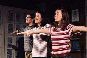 Caitlin Teeley as Alison Bechdel, Emma Foley as Medium Alison, and Mary Shalaby as Small Alison. Photo by Cody Lee Miller
@ BroadwayWorld Caitlin Teeley as Alison Bechdel, Emma Foley as Medium Alison, and Mary S Photo