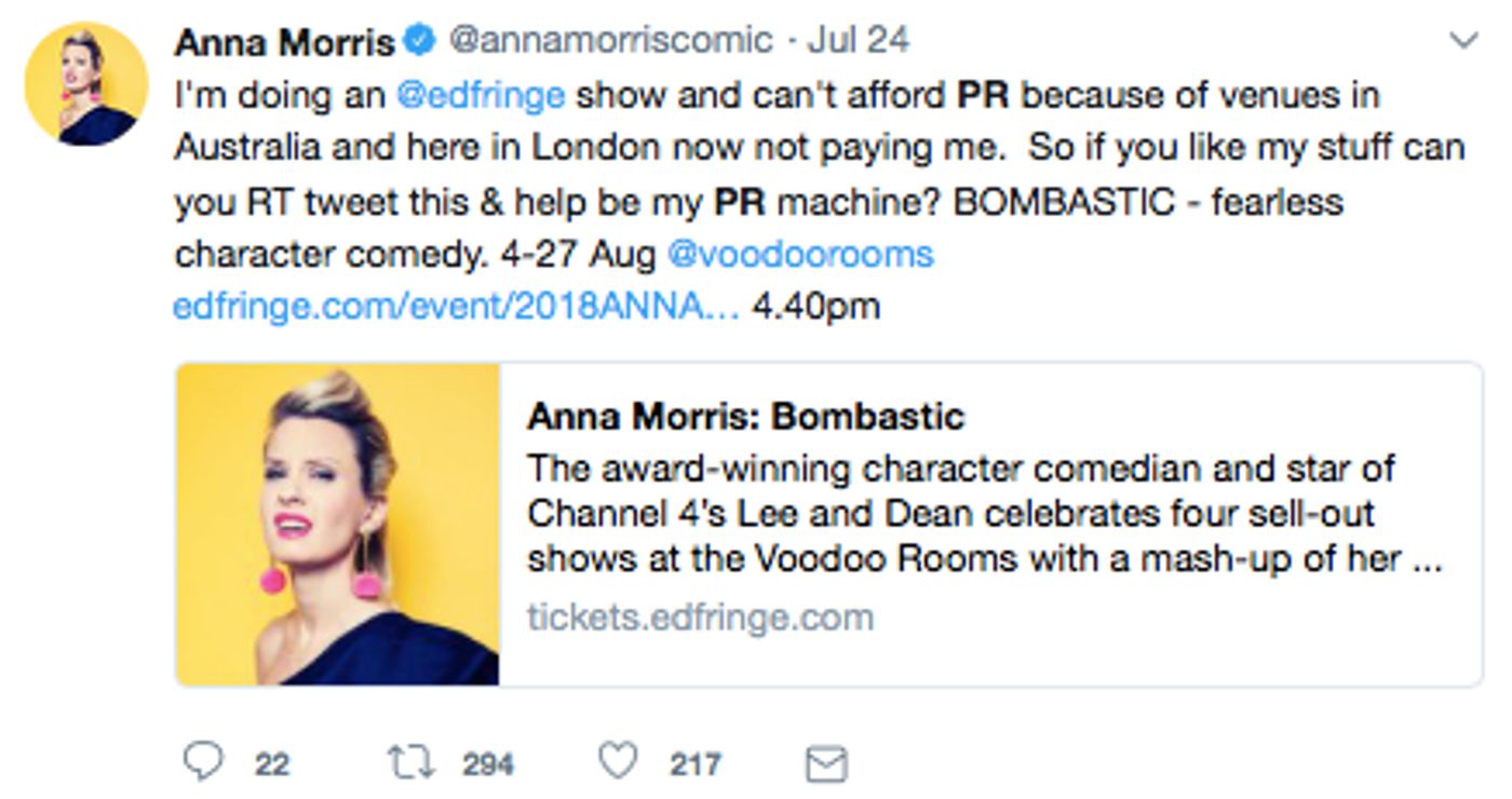 EDINBURGH 2018: Interview: Anna Morris EDINBURGH 2018: Interview: Anna Morris Image