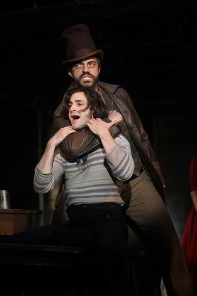 Brandon Andrus (Bill Sikes) with Alex Stewart in Goodspeed Musicalsâ€™ Oliver! Photo
