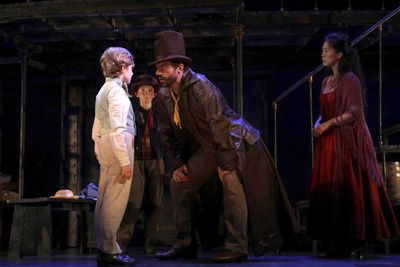 Elijah Rayman (Oliver Twist) and Brandon Andrus (Bill Sikes) with Gavin Swartz (The A Photo