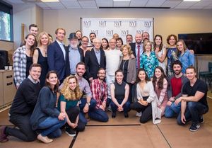 Sheldon Harnick, Joel Grey, and Elisa Stein with Fiddler cast and creative team Photo
