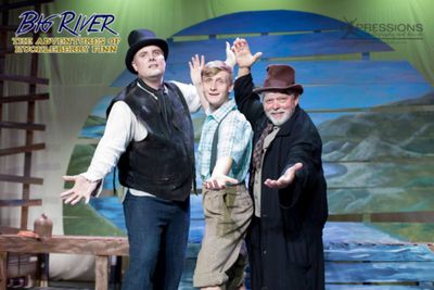 Travis Blatchley as The Duke, Brad Hayes as Huckleberry Finn and Dave Rickard as The  Photo