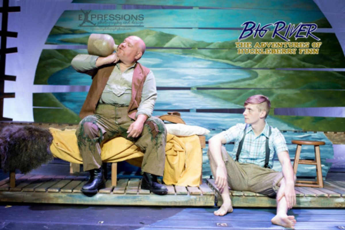 Timothy Brayman as Pap Finn and Brad Hayes as Huckleberry Finn at 