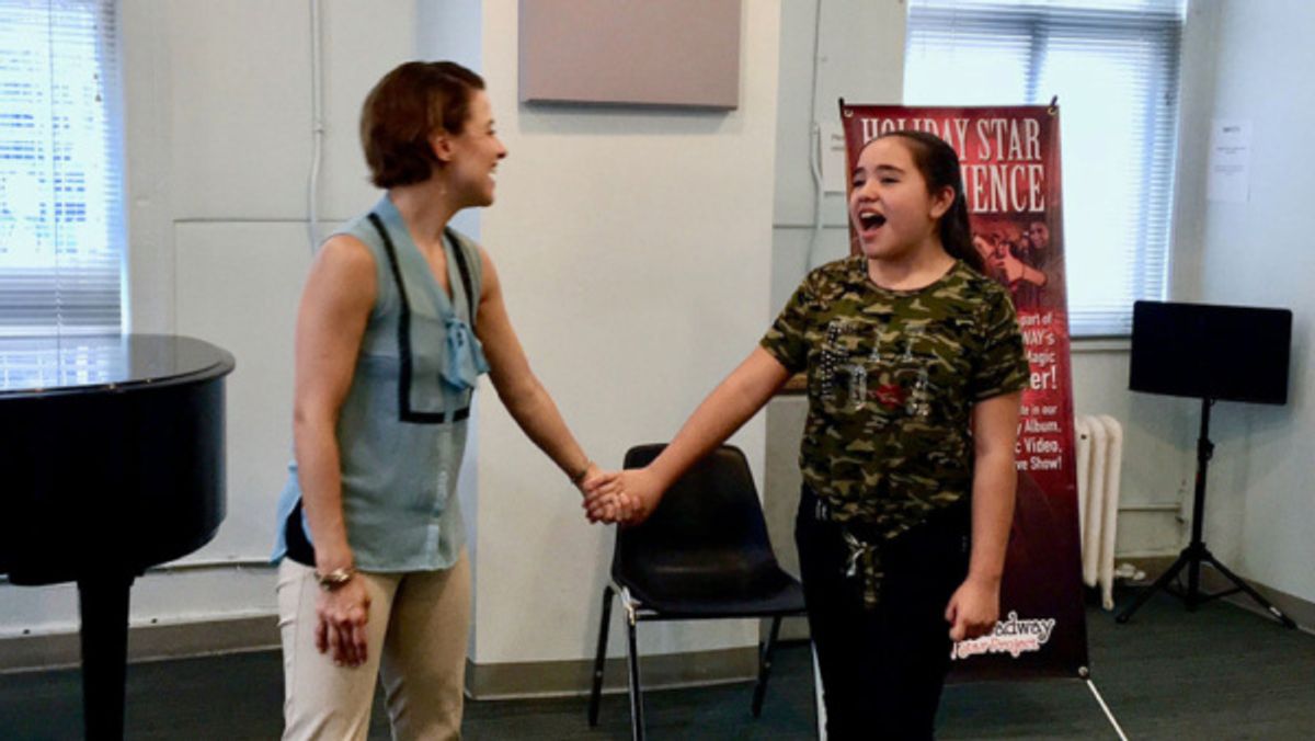Jenn Gambatese danced with first-timer Ariadna Sahagun (Mexico) to make her feel at home amongst young Broadway and up-and-coming stars.  at 