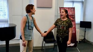 Jenn Gambatese danced with first-timer Ariadna Sahagun (Mexico) to make her feel at home amongst young Broadway and up-and-coming stars. @ BroadwayWorld Jenn Gambatese danced with first-timer Ariadna Sahagun (Mexico) to make her feel at h Photo