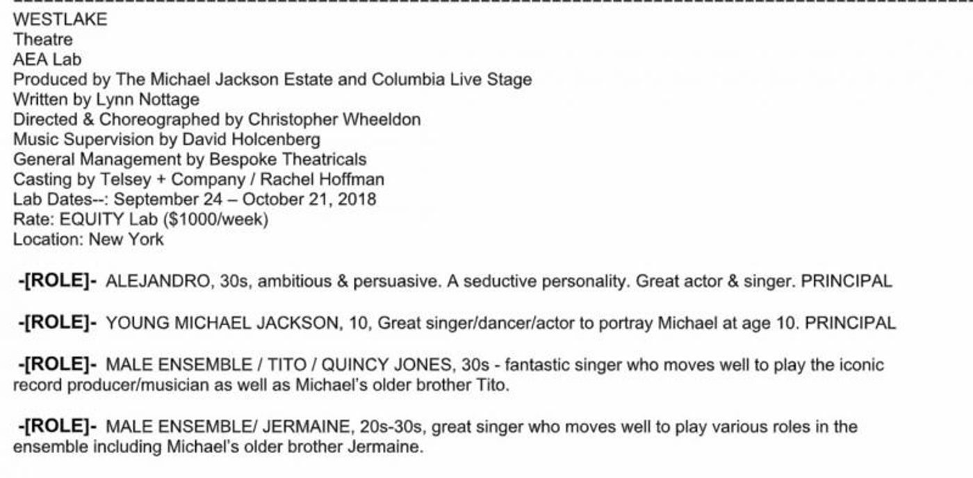 Michael Jackson Musical WESTLAKE to Have NYC Lab Next Month  Image