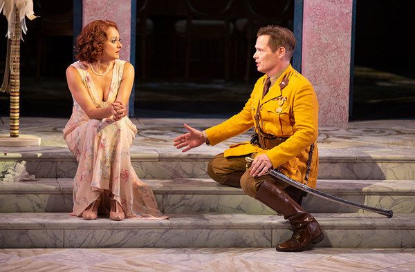 Sara Topham as Beatrice and Michael Hayden as Benedick Photo