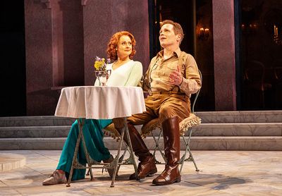 Sara Topham as Beatrice and Michael Hayden as Benedick Photo