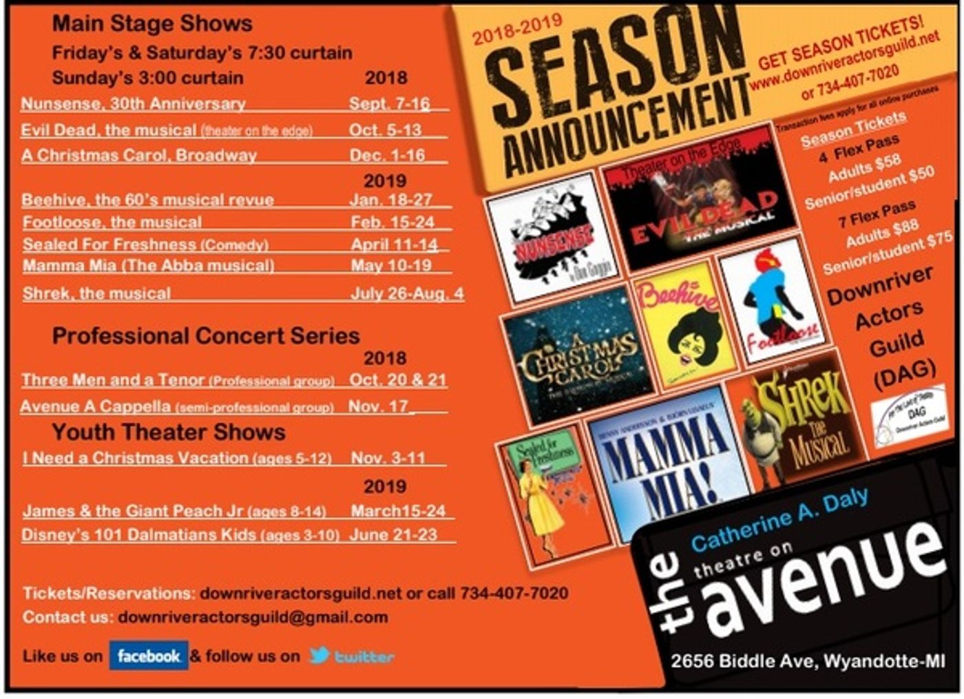 DAG Announces 2018 2019 Season  Image