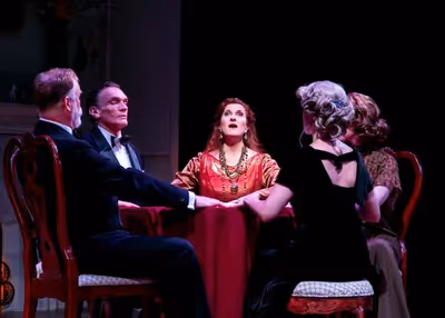 Ames Adamson as Mr. Bradman, Brent Harris as Charles, Tina Stafford as Madame Arcati, Photo