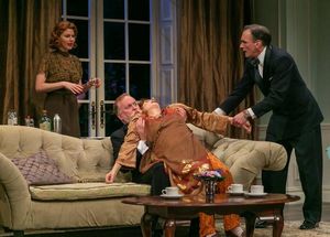 Kate MacCluggage as Ruth, Ames Adamson as Mr. Bradman, Tina Stafford as Madame Arcati, and Brent Harris as Charles. @ BroadwayWorld Kate MacCluggage as Ruth, Ames Adamson as Mr. Bradman, Tina Stafford as Madame Arcati Photo